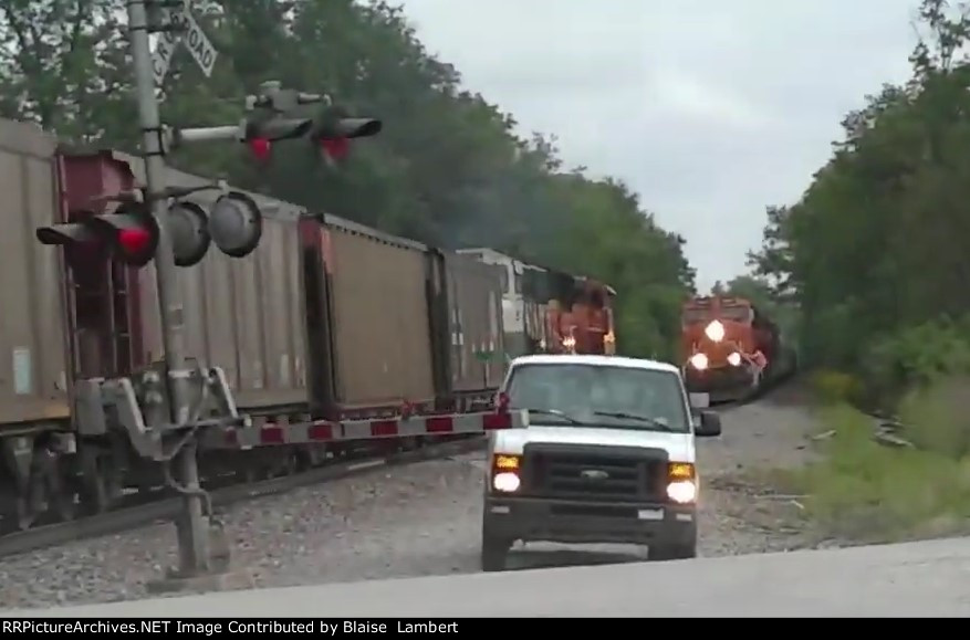 Two trains meet at Woodlawn siding